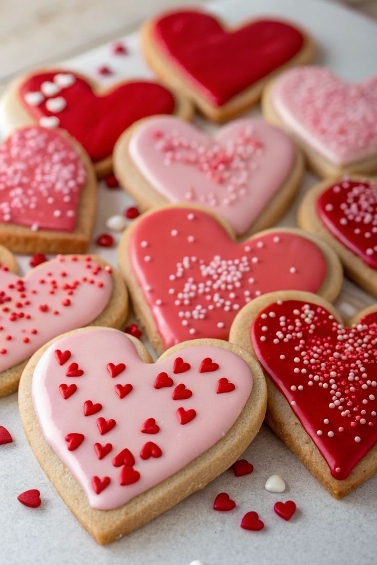valentines day sugar cookies with royal icing