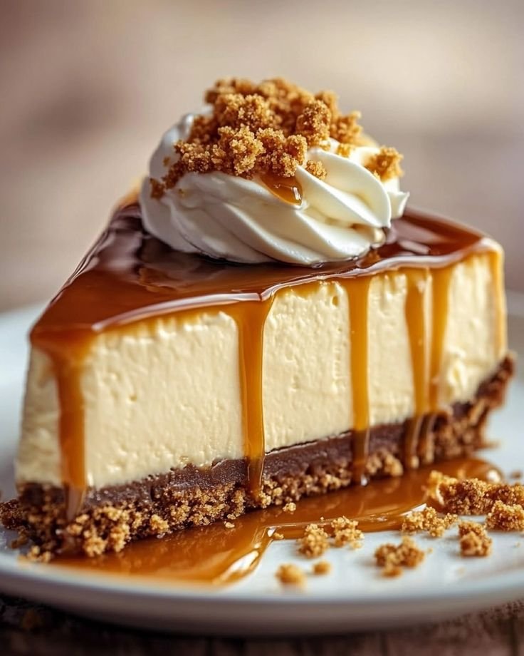 indulge in the rich, creamy delight of this caramel cheesecake, topped with luscious caramel and a buttery graham cracker crust! 🍰✨ ingredients 1 cup granulated sugar (200 grams) 6 tables